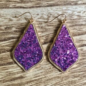 NWT Purple and Gold Glitter Earrings